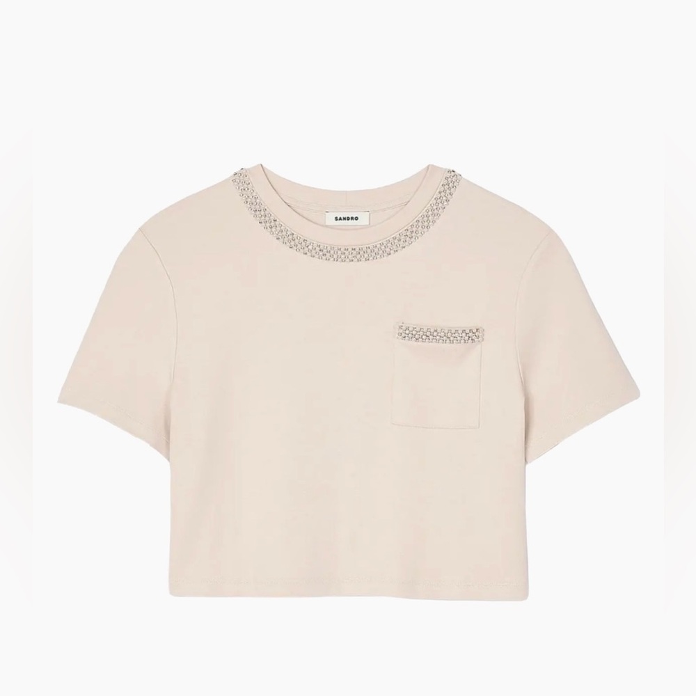 Sandro T-Shirt with Rhinestone Details-nwot